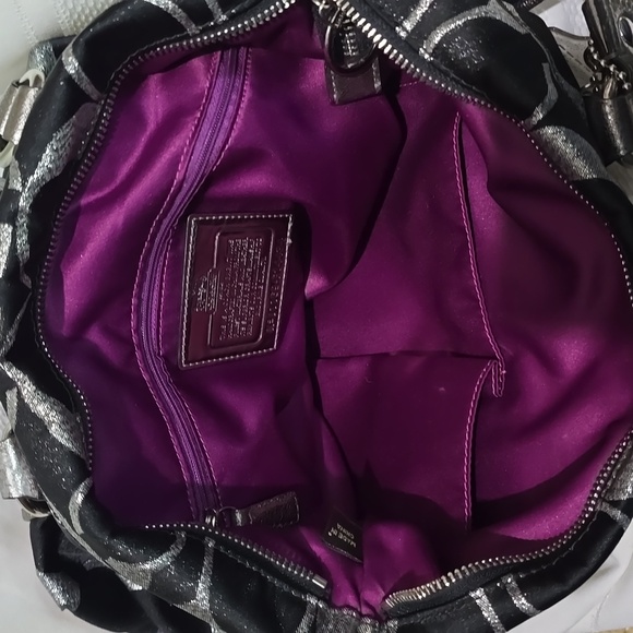 COACH Poppy Silver Sateen Spotlight Sacthel Crossbody Metallic Leather - Picture 11 of 15